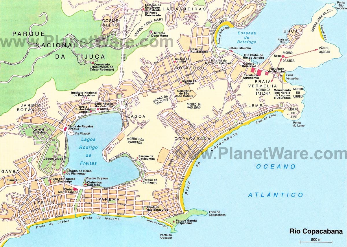 mapa ng mga beach sa Rio de Janeiro