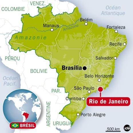 kung saan ay ang Rio de Janeiro sa brazil sa mapa ng mundo