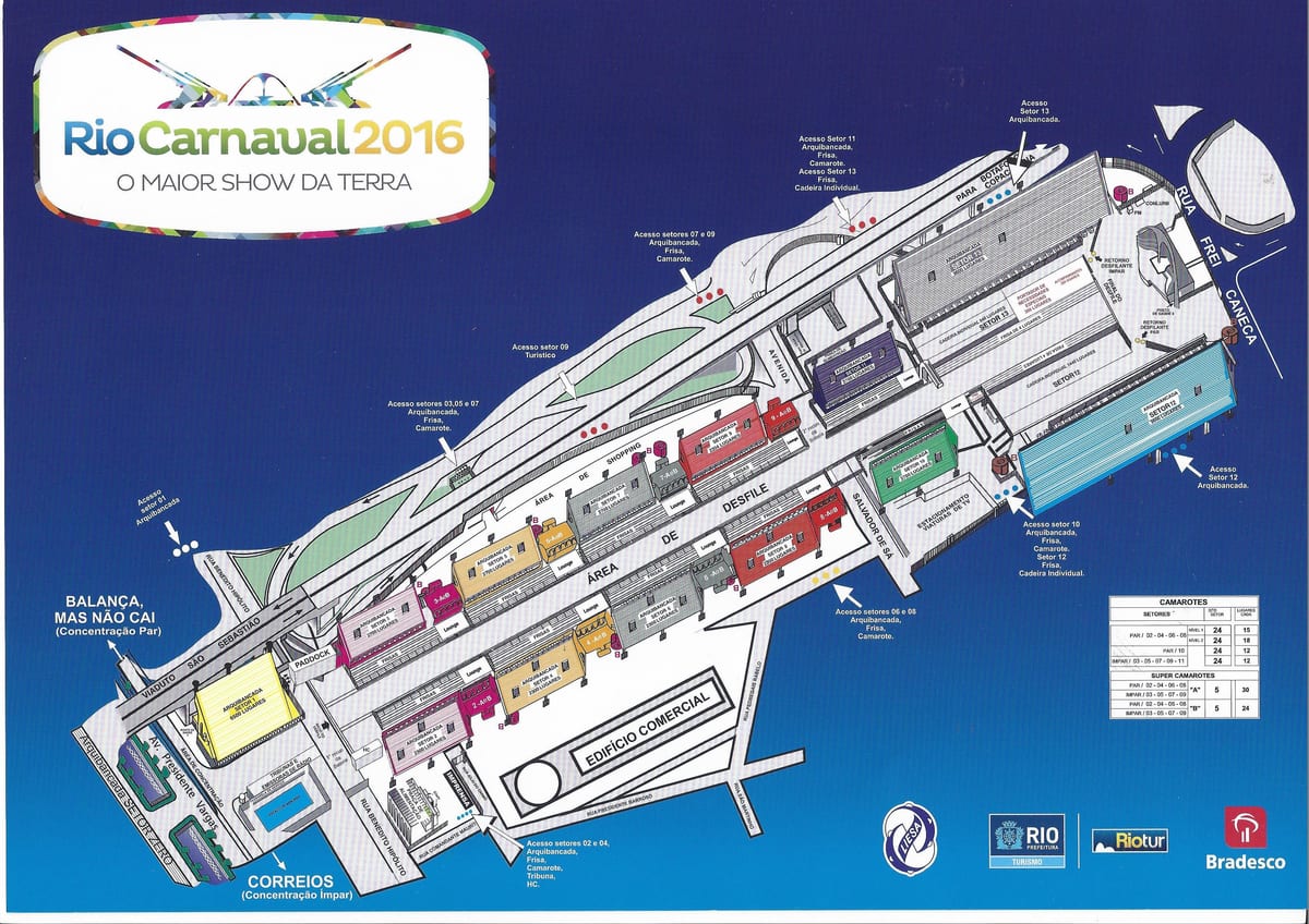 mapa ng carnaval sa Rio