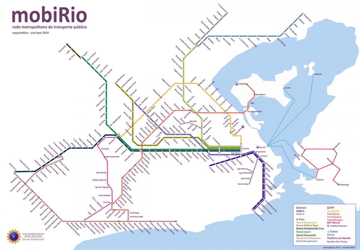 mga pampublikong transportasyon mga mapa ng Rio de Janeiro