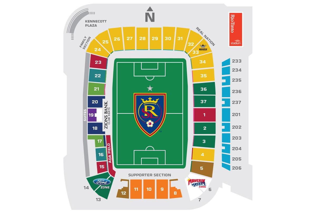 Rio tinto stadium seating mapa