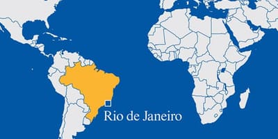 Mapa ng mundo na nagpapakita ng Rio de Janeiro