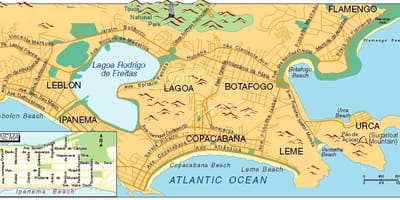 Mapa ng mga beach sa Rio de Janeiro